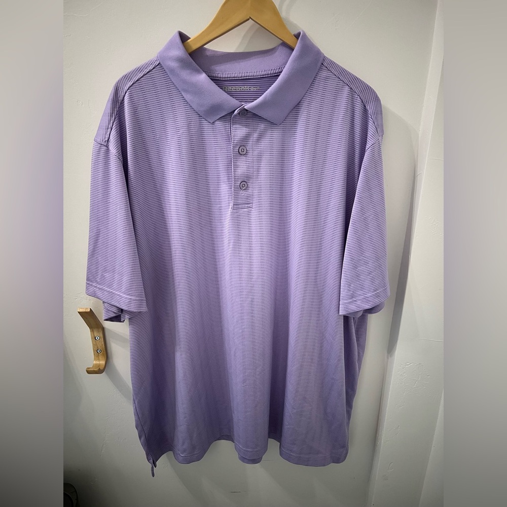 Reebok Purple Striped Short Sleeve Golf Tennis Pickleball Polo